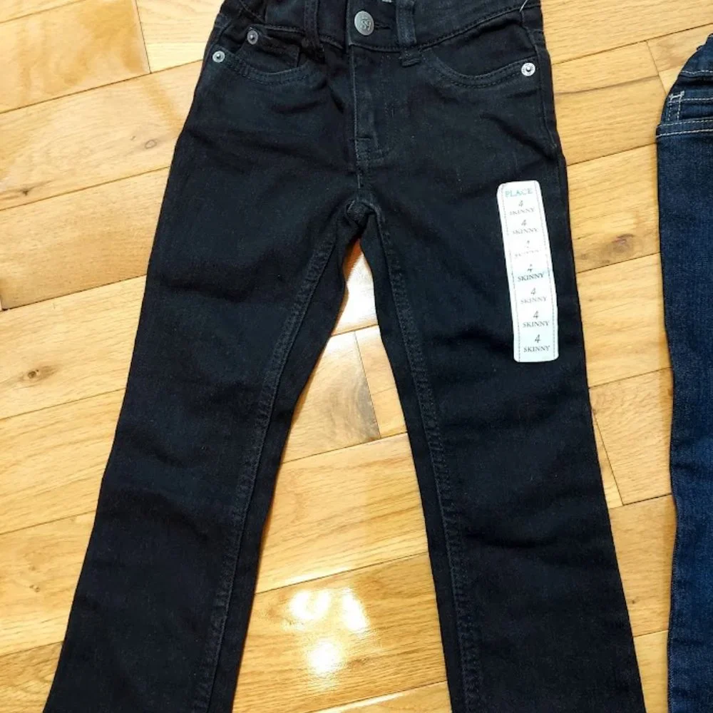 Bundle of‎ 2 Girl's Children's Place Jeans Size 4/4T New Blue Denim/Black Jeans